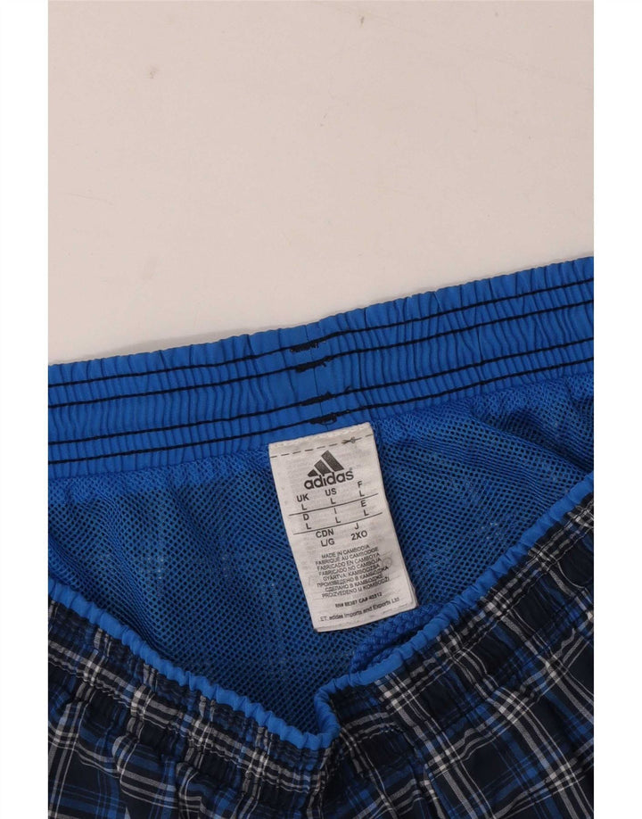 Adidas Mens Swimming Shorts Large  Navy Blue Check Polyester