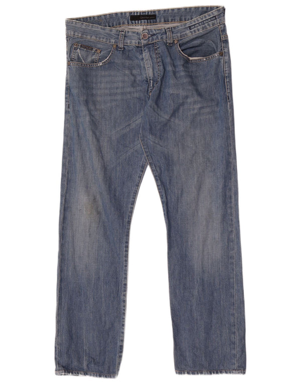 Calvin Klein Mens Straight Jeans W32 L30 Blue Cotton
