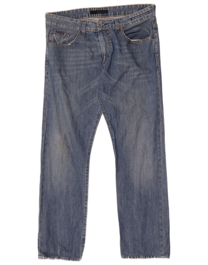Calvin Klein Mens Straight Jeans W32 L30 Blue Cotton
