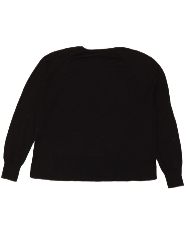 Zara Womens Crop Crew Neck Jumper Sweater UK 14 Medium Black Viscose