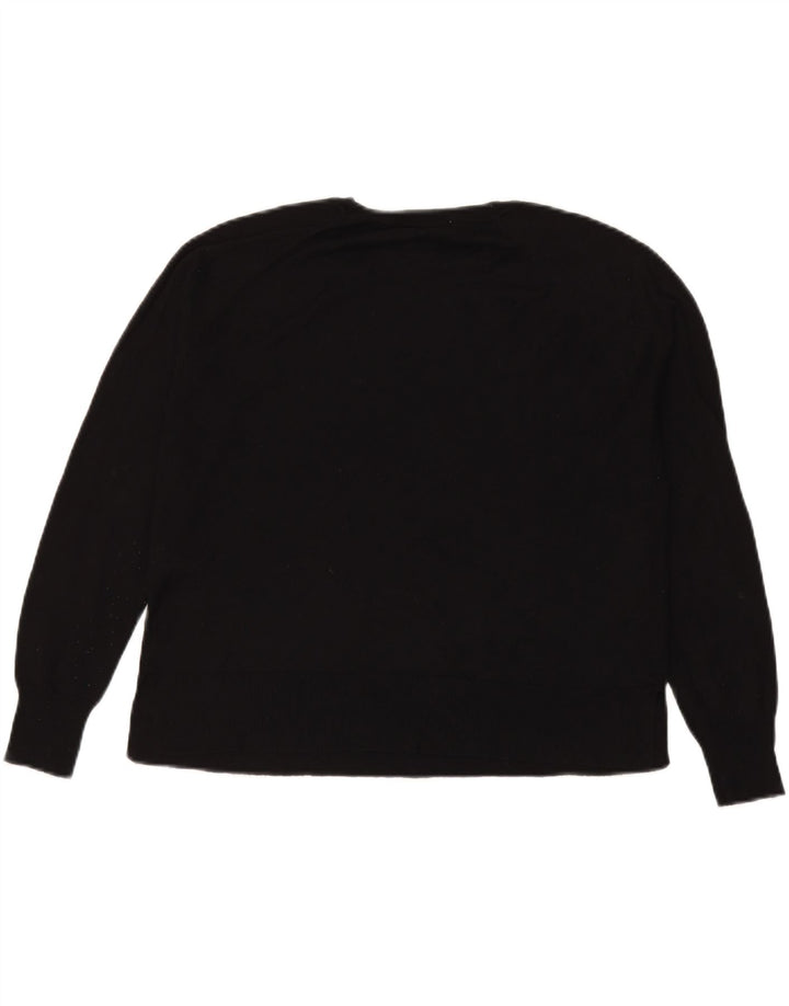 Zara Womens Crop Crew Neck Jumper Sweater UK 14 Medium Black Viscose