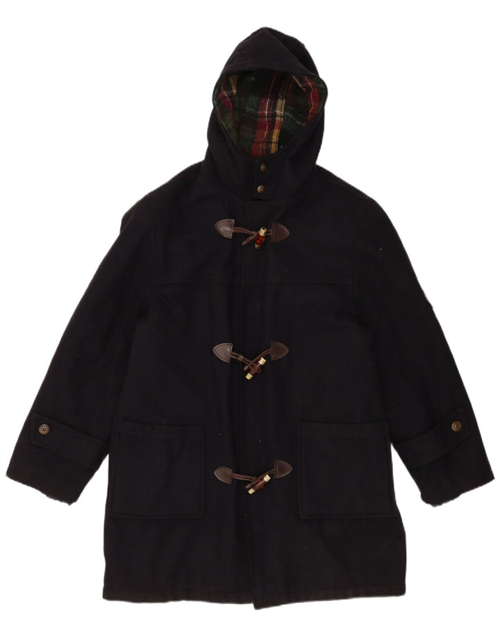 Vintage Mens Hooded Duffle Coat UK 36 Small Navy Blue