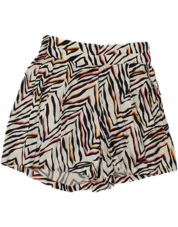 Marks & Spencer Womens Casual Shorts UK 8 Small W28 White Animal Print