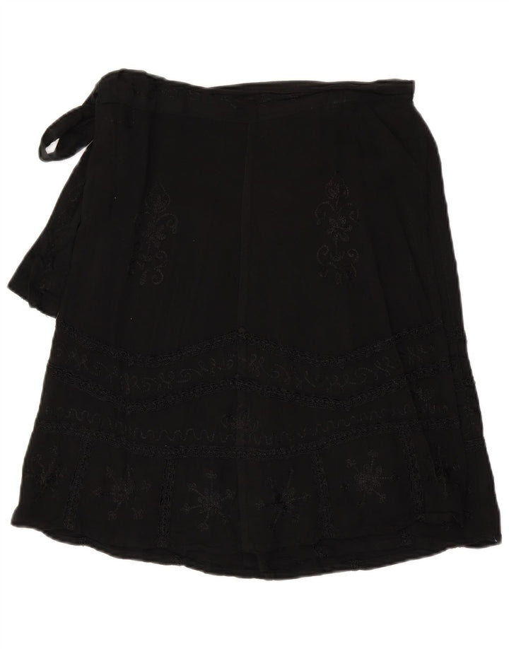 Vintage Womens Wrap Skirt W30 Medium Black Paisley