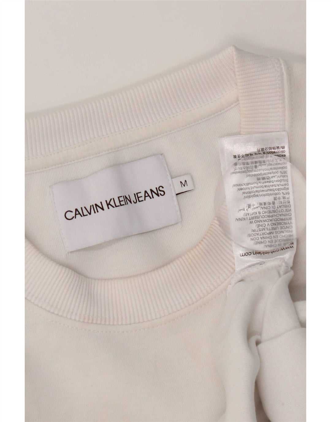 Calvin Klein Jeans Womens Oversized Sweatshirt Jumper UK 14 Medium White