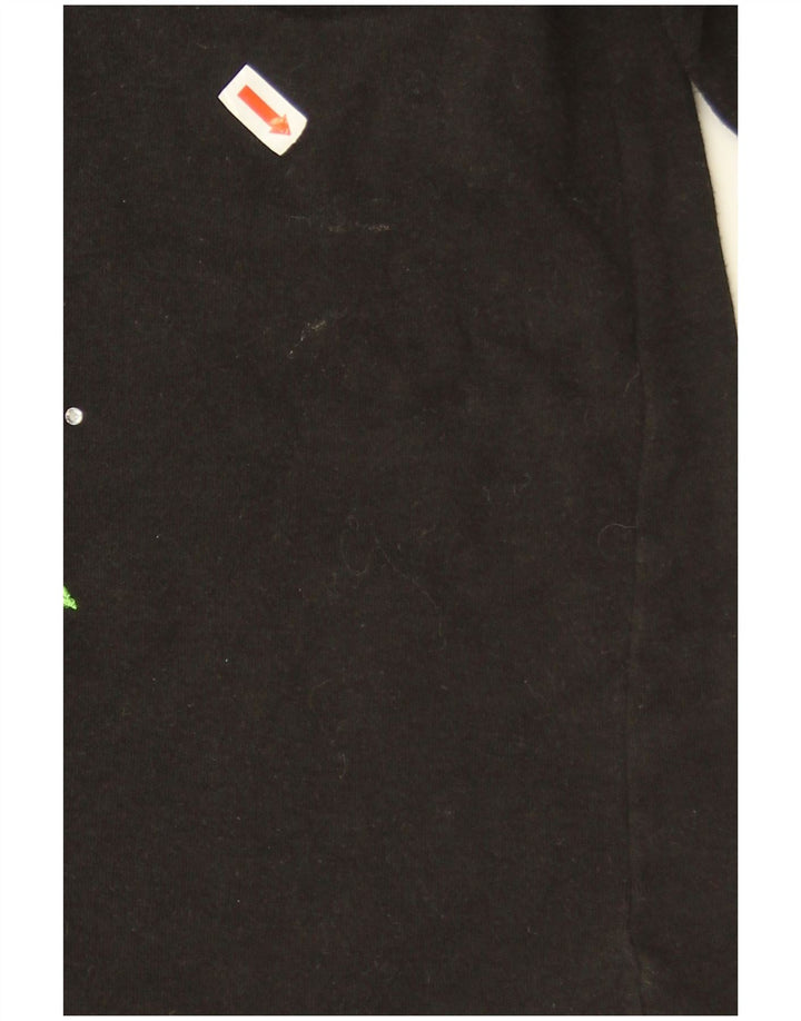 Vintage Womens Oversized Graphic Top Long Sleeve UK 16 Large Black Cotton