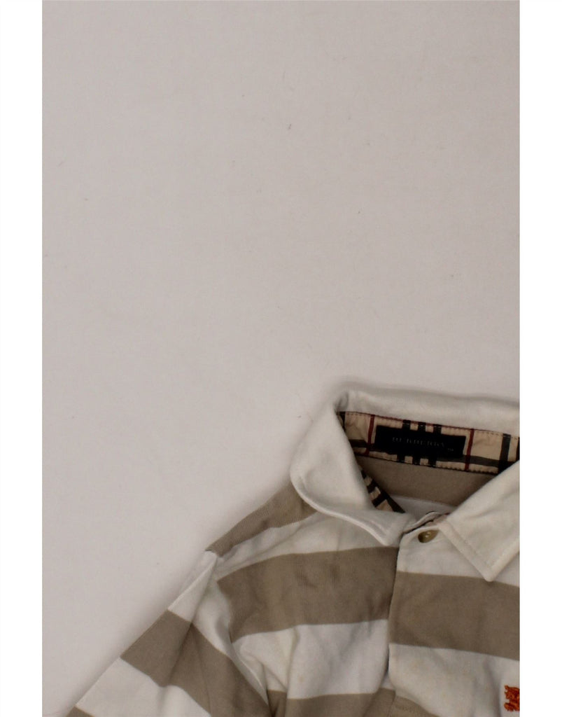 BURBERRY Baby Boys Graphic Rugby Polo Shirt 6-9 Months Beige Striped Vintage Burberry and Second-Hand Burberry from Messina Hembry 