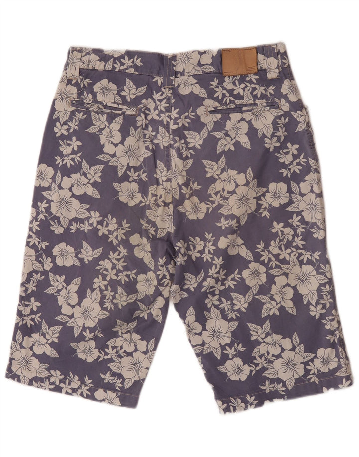 Jeckerson Mens Bermuda Shorts W31 Medium Blue Floral Cotton