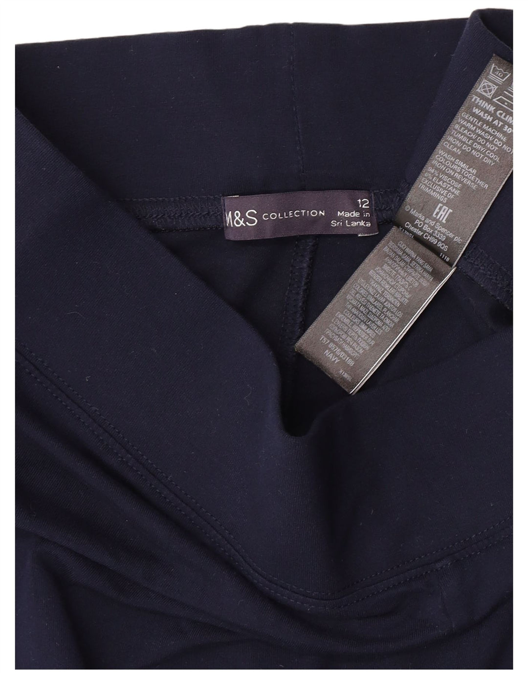 Marks & Spencer Womens Leggings UK 12 Medium  Navy Blue Viscose