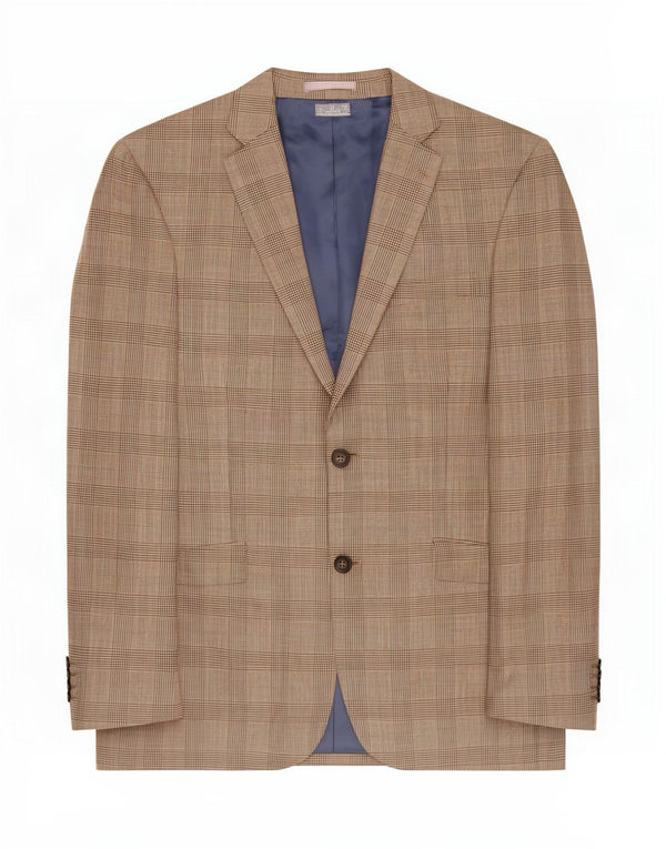 Marks & Spencer Mens 2 Button Blazer Jacket UK 40 Medium Beige Check