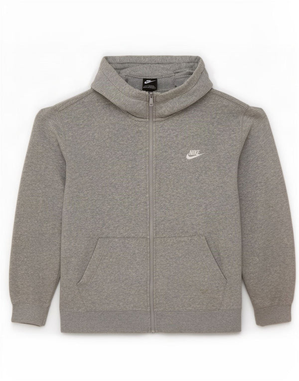 Nike Womens Oversized Zip Hoodie Sweater UK 16 Large Grey Cotton