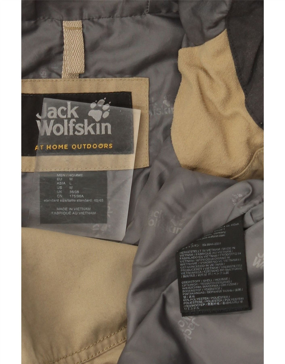 Jack Wolfskin Mens Windbreaker Jacket UK 36/38 Medium Beige Colourblock