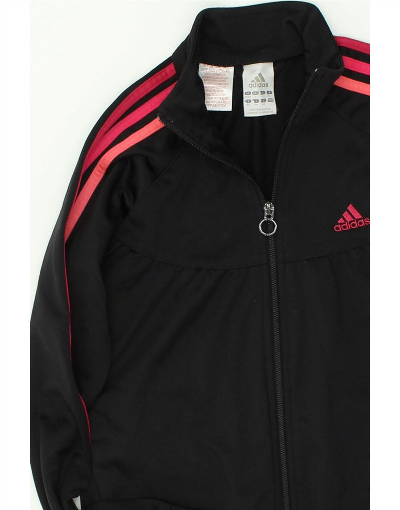 ADIDAS Girls Graphic Tracksuit Top Jacket 11-12 Years Black Polyester | Vintage Adidas | Thrift | Second-Hand Adidas | Used Clothing | Messina Hembry 