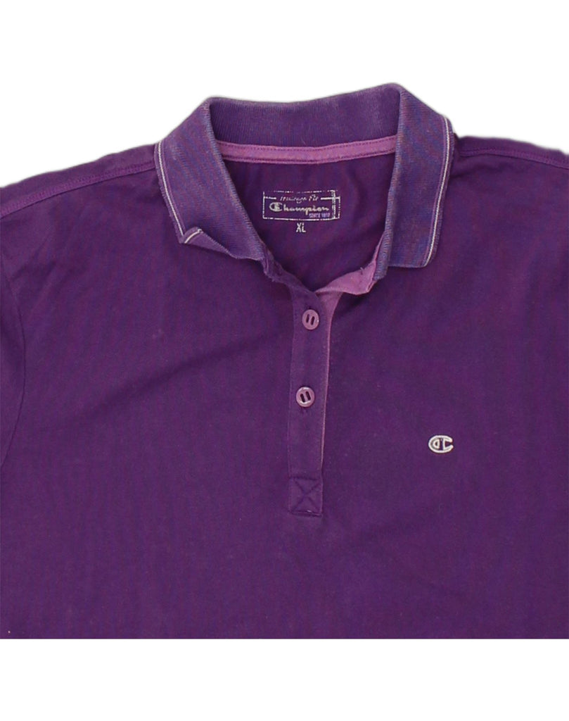 CHAMPION Womens Polo Shirt UK 18 XL Purple Cotton | Vintage Champion | Thrift | Second-Hand Champion | Used Clothing | Messina Hembry 