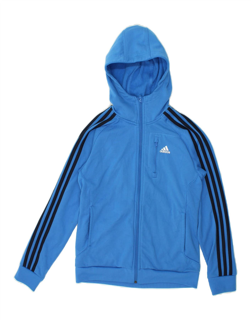 ADIDAS Boys Zip Hoodie Sweater 13-14 Years Blue Polyester | Vintage Adidas | Thrift | Second-Hand Adidas | Used Clothing | Messina Hembry 