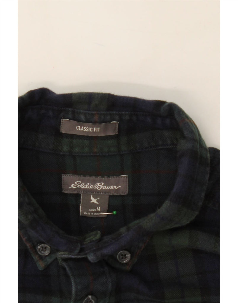 EDDIE BAUER Mens Classic Fit Flannel Shirt Medium Navy Blue Check Cotton Vintage Eddie Bauer and Second-Hand Eddie Bauer from Messina Hembry 
