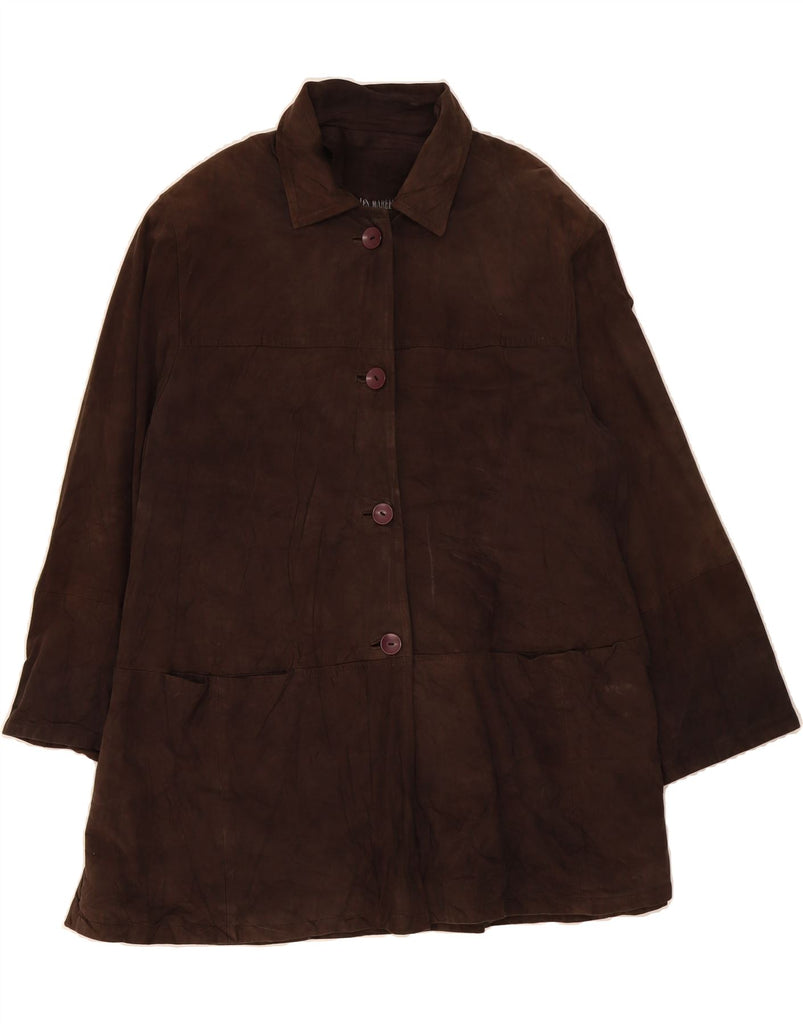 OLIVIERI LES MAREES Womens Suede Overcoat IT 46 Large Brown Vintage Olivieri Les Marees and Second-Hand Olivieri Les Marees from Messina Hembry 
