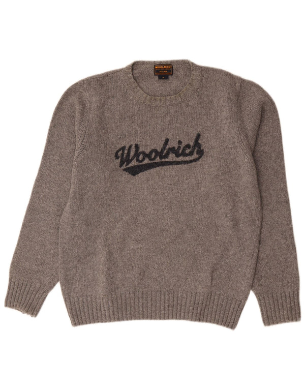 Woolrich Mens Graphic Jumper Sweater Medium Grey Flecked Wool
