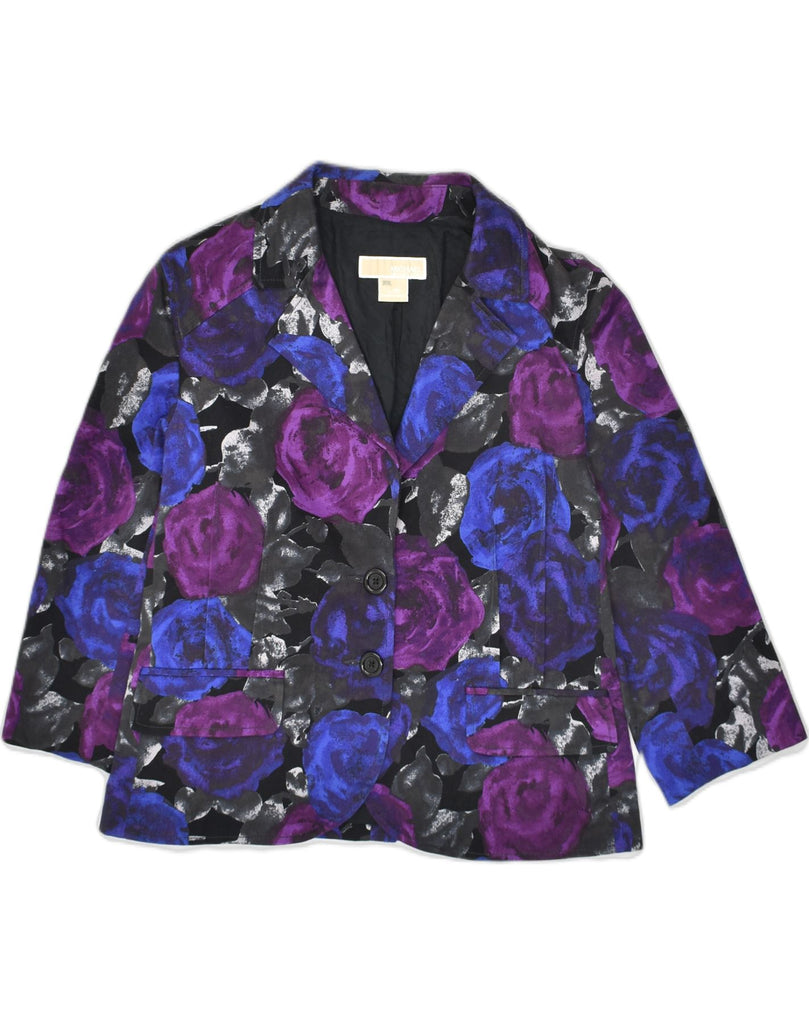 MICHAEL KORS Womens 2 Button Blazer Jacket UK 14 Large Purple Floral | Vintage Michael Kors | Thrift | Second-Hand Michael Kors | Used Clothing | Messina Hembry 