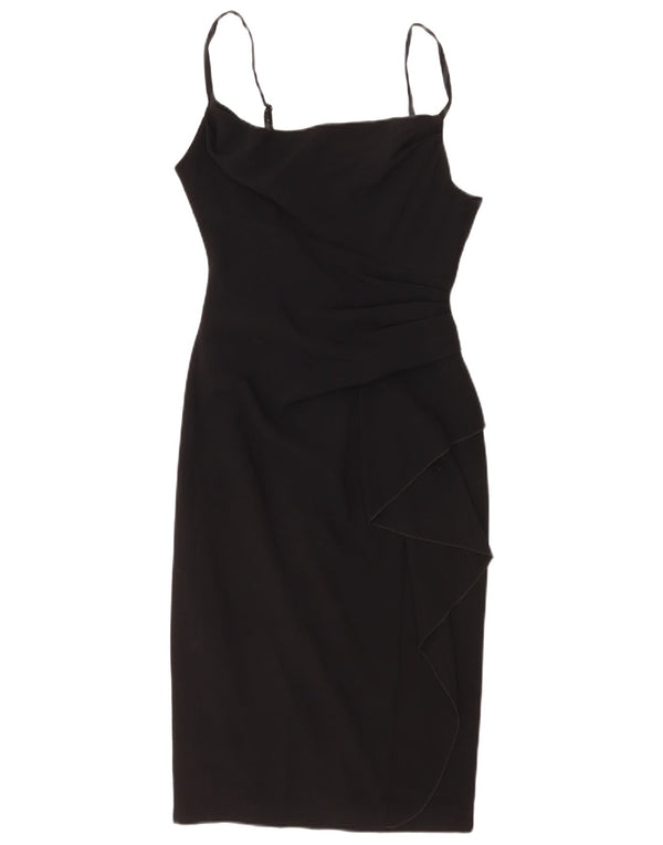 Coast Womens Ruffle Front Sleeveless Bodycon Dress UK 10 Small Black