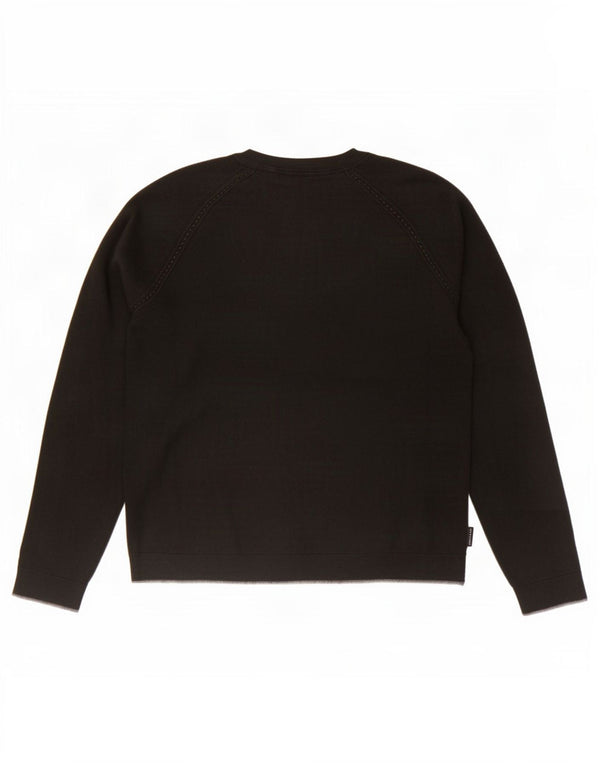 Ted Baker Womens Crew Neck Jumper Sweater UK 14 Medium Black Cotton