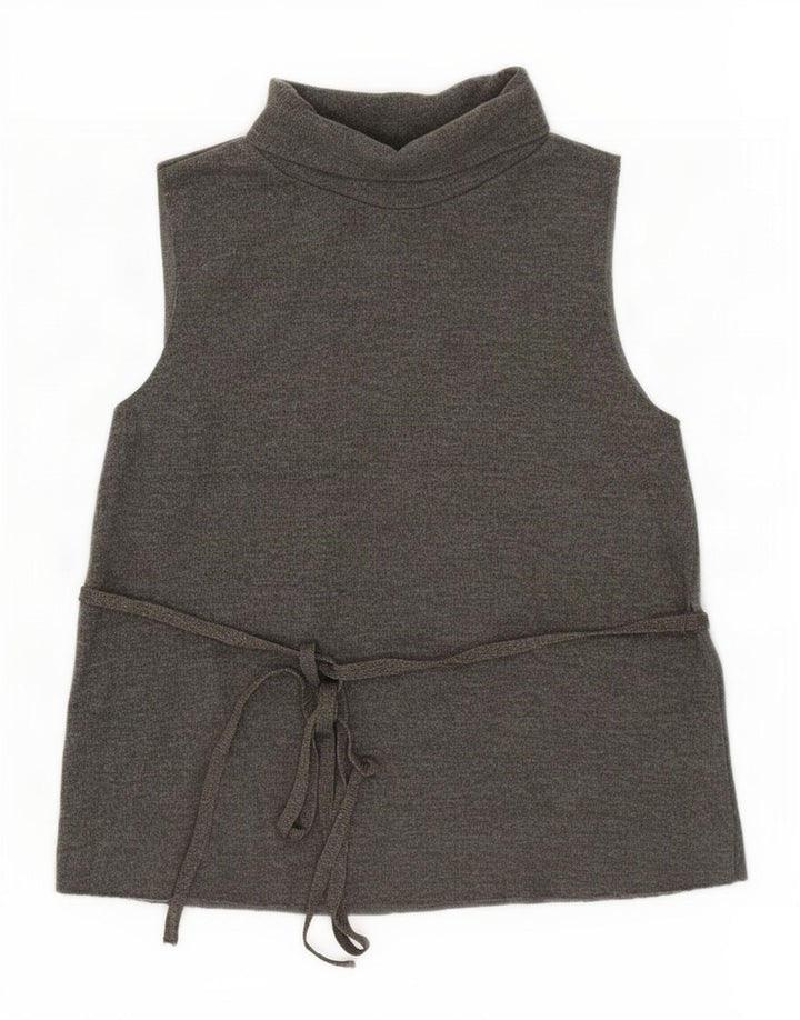 Zara Womens Vest Top UK 14 Large Khaki Cotton