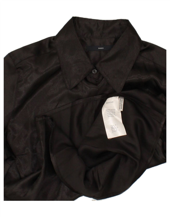 SASCH Womens Shirt UK 10 Small Black Polyester Vintage Sasch and Second-Hand Sasch from Messina Hembry 