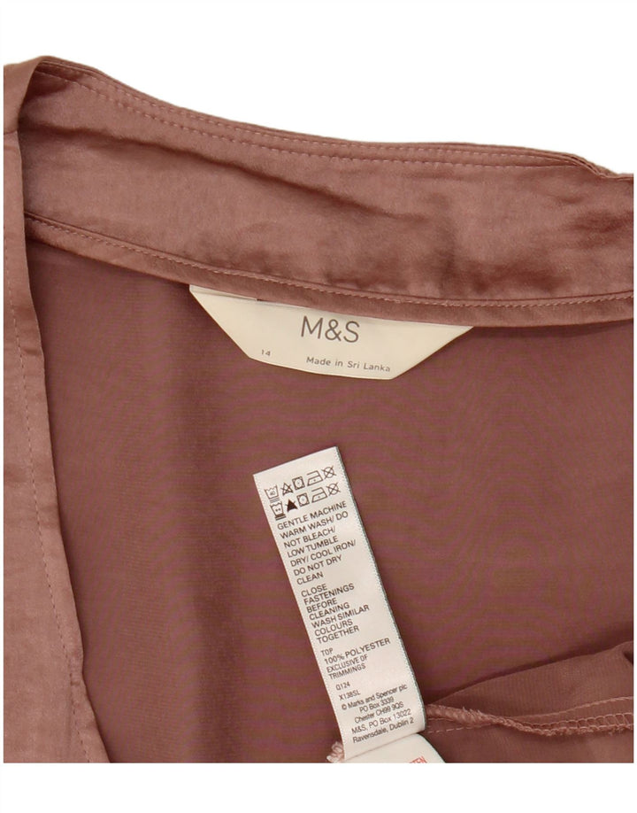 Marks & Spencer Womens Sleeveless Shirt Blouse UK 14 Large Pink Polyester