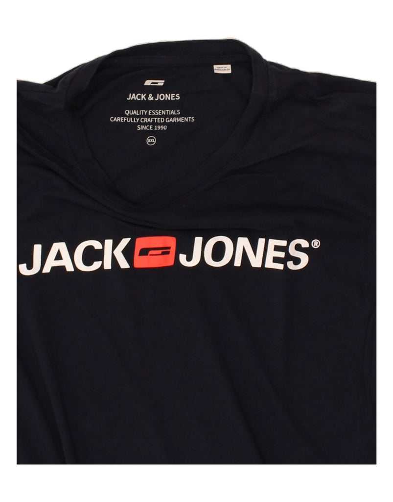 JACK & JONES Mens Graphic T-Shirt Top 2XL Navy Blue Cotton | Vintage Jack & Jones | Thrift | Second-Hand Jack & Jones | Used Clothing | Messina Hembry 