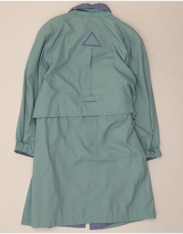Vintage Womens Trench Coat UK 12 Medium Green Colourblock Polyester