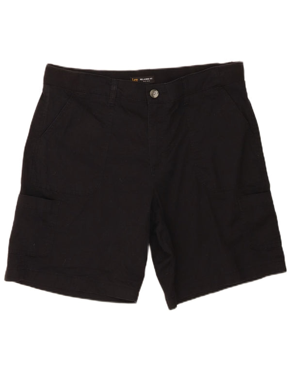 Lee Womens Mid Rise Relaxed Fit Cargo Shorts US 14 XL W38 Black Cotton