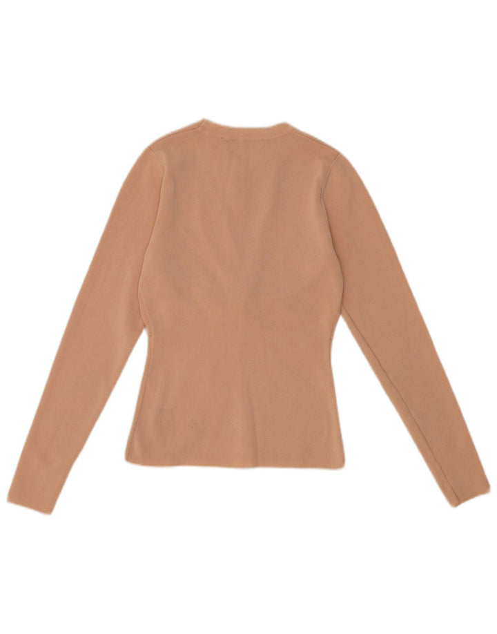 Zara Womens Top Long Sleeve UK 8 Small Beige Viscose