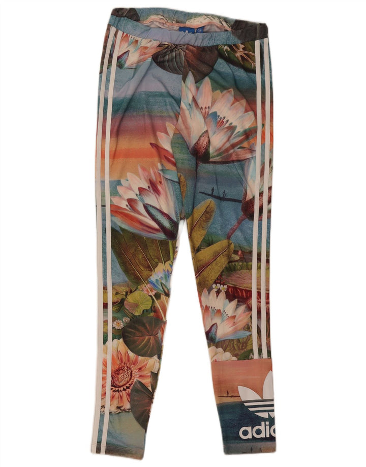 Adidas Womens Graphic Leggings UK 10 Small Multicoloured Floral