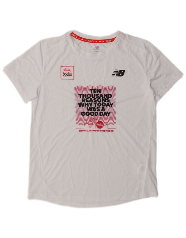 New Balance Womens Oversized Graphic T-Shirt Top UK 10 Small White