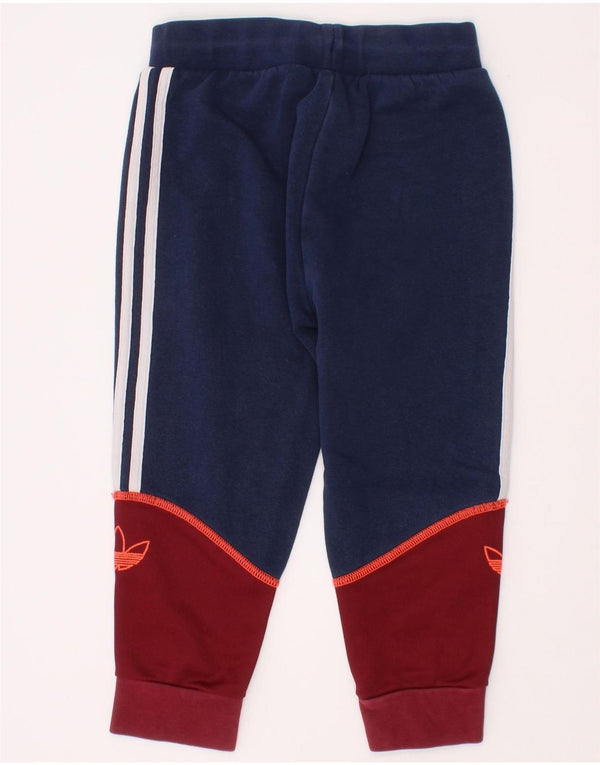 Adidas Boys Tracksuit Trousers Joggers 3-4 Years Navy Blue Colourblock