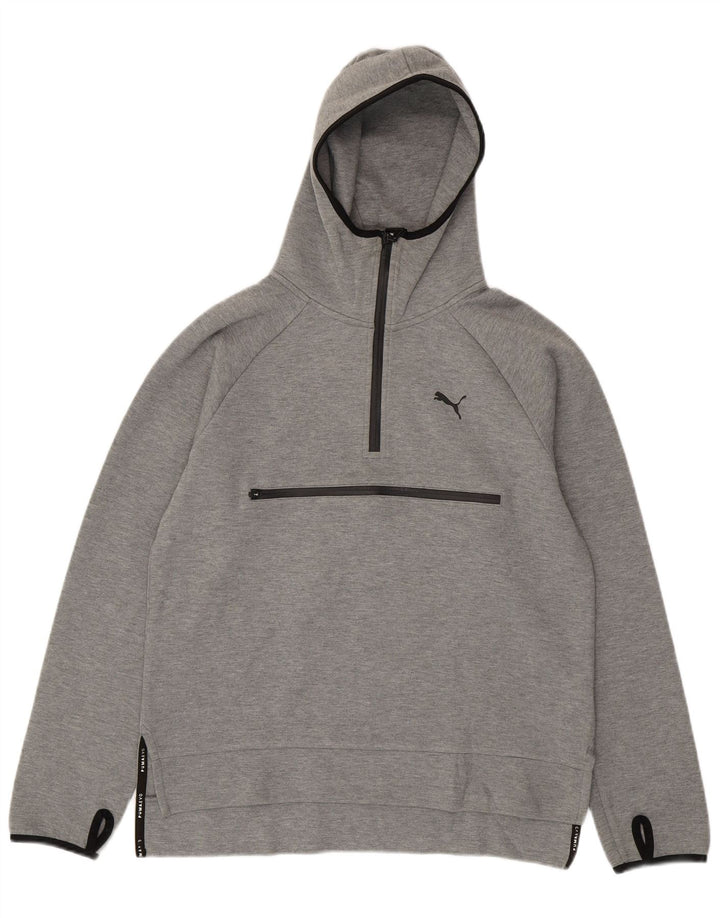 Puma Mens Zip Neck Hoodie Jumper Small Grey Cotton