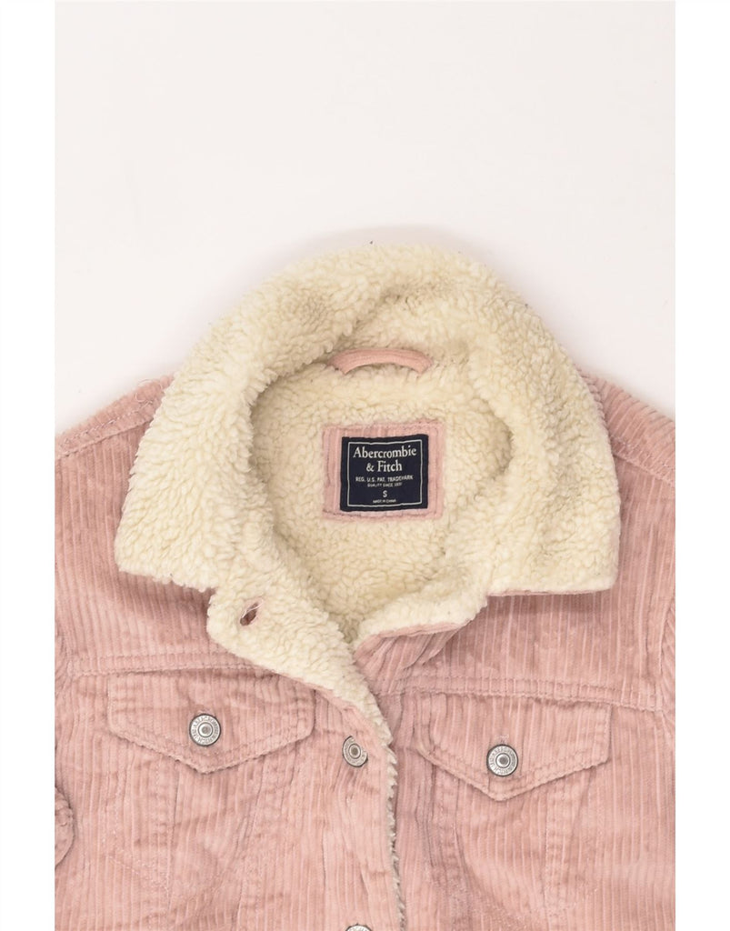 ABERCROMBIE & FITCH Womens Sherpa Corduroy Jacket UK 10 Small Pink Cotton | Vintage Abercrombie & Fitch | Thrift | Second-Hand Abercrombie & Fitch | Used Clothing | Messina Hembry 