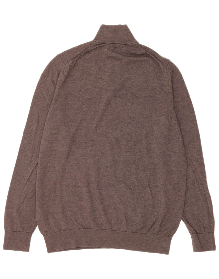 Marks & Spencer Mens Autograph Zip Neck Jumper Sweater Large Brown