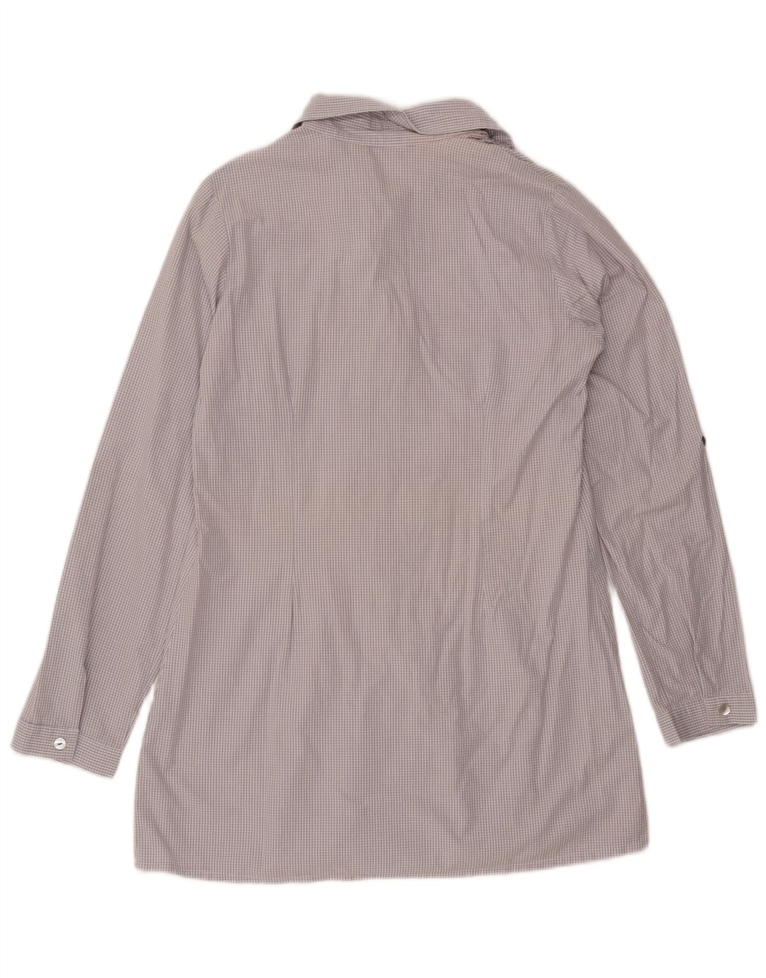 Carrera Womens Longline Ruffle Front Shirt Blouse UK 18 XL Grey Gingham