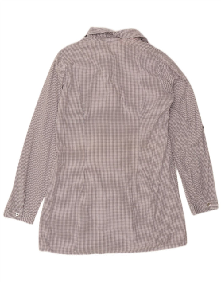 Carrera Womens Longline Ruffle Front Shirt Blouse UK 18 XL Grey Gingham