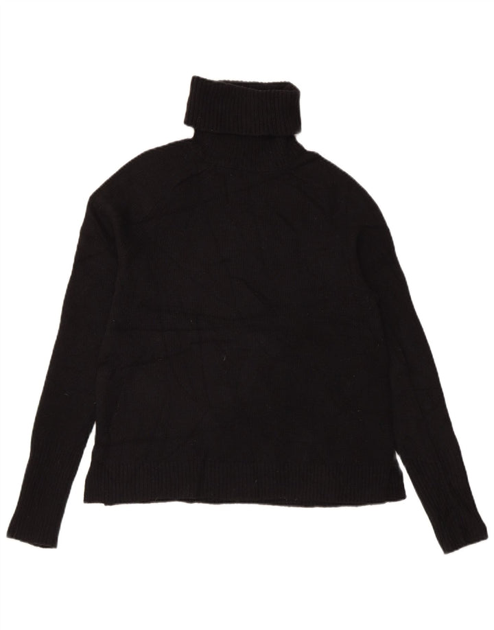 J. Crew Womens Crop Roll Neck Jumper Sweater UK 10 Small Black Wool