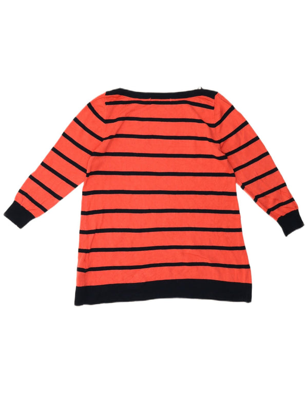 MARKS & SPENCER Womens Boat Neck Jumper Sweater UK 10 Small Red Striped