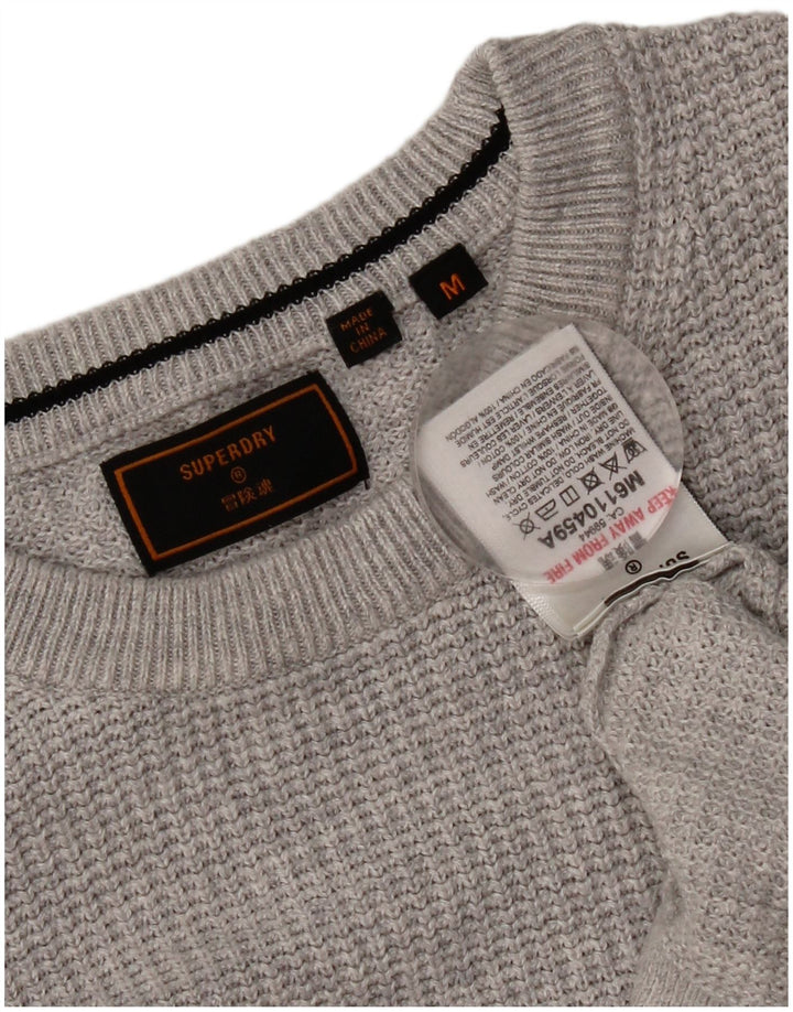 Superdry Mens Crew Neck Jumper Sweater Medium Grey Cotton