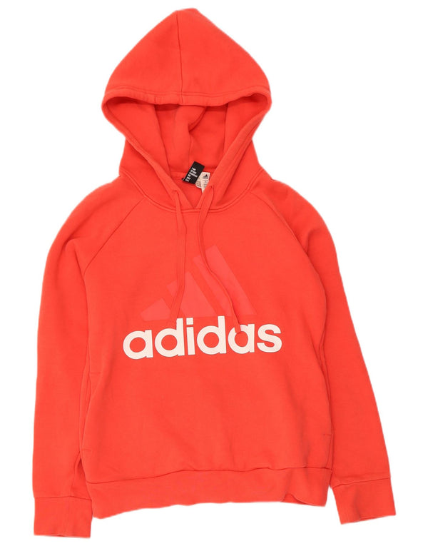 Adidas Womens Graphic Hoodie Jumper UK 10 Small Red Cotton