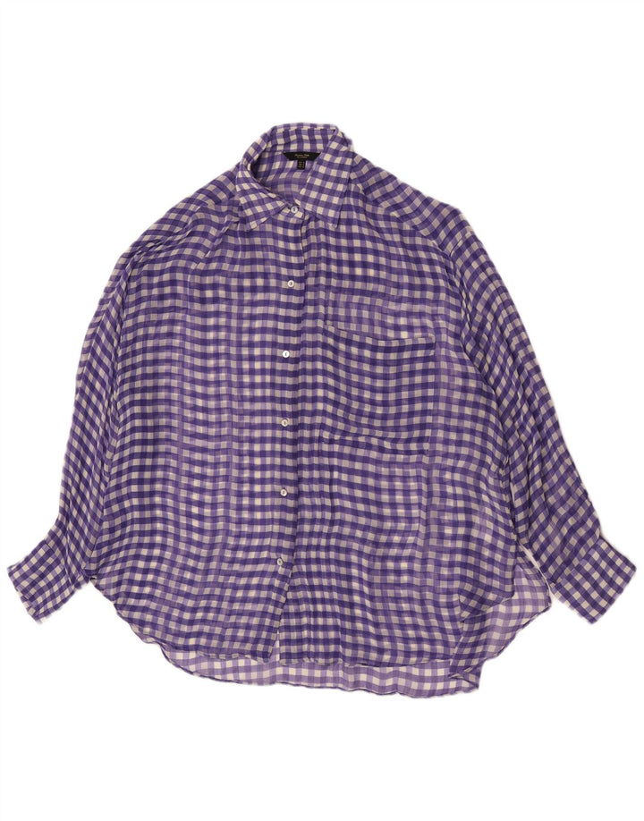 Massimo Dutti Womens Oversized Shirt Blouse UK 14 Medium Purple Gingham