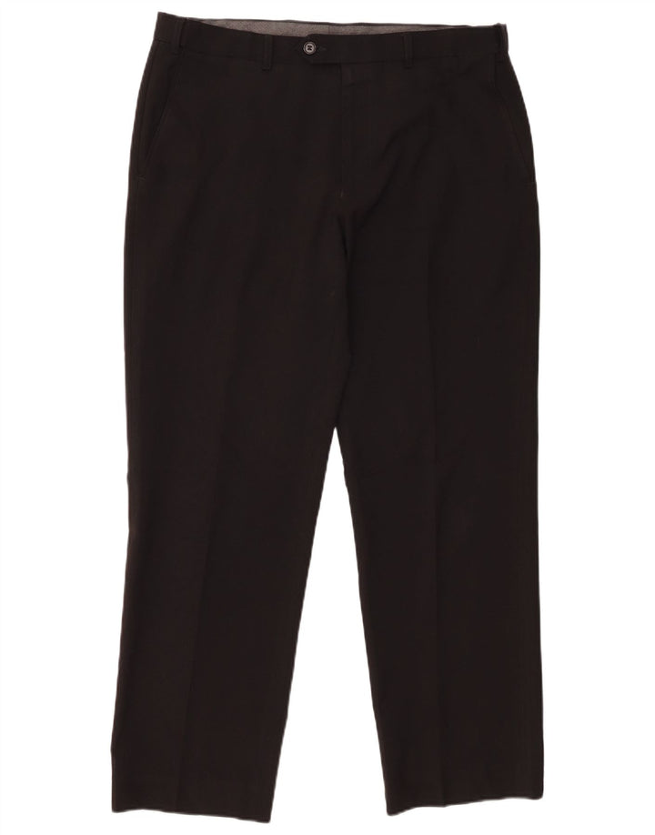Marks & Spencer Mens Regular Fit Suit Trousers W34 L27 Black Polyester
