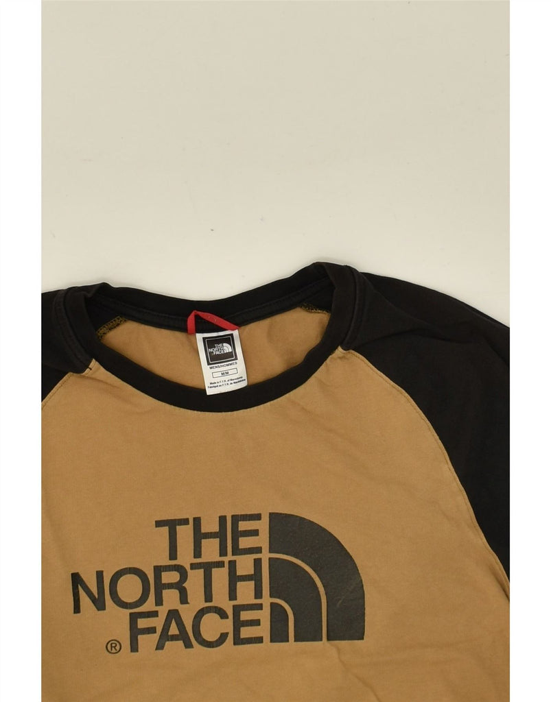 THE NORTH FACE Womens Graphic T-Shirt Top UK 14 Medium Beige Colourblock Vintage The North Face and Second-Hand The North Face from Messina Hembry 