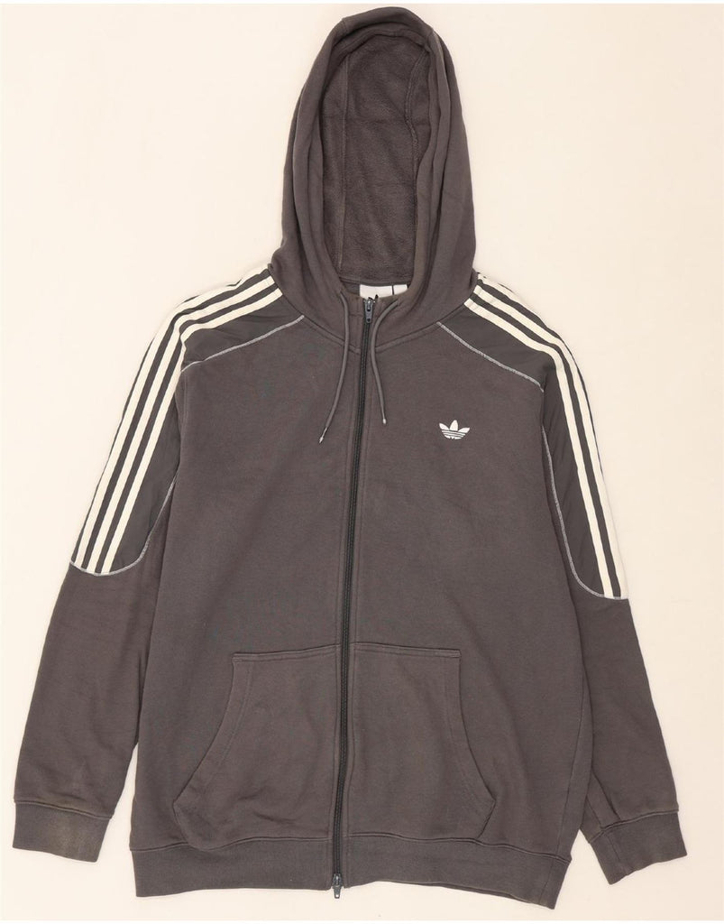 ADIDAS Mens Zip Hoodie Sweater Large Grey Cotton Vintage Adidas and Second-Hand Adidas from Messina Hembry 