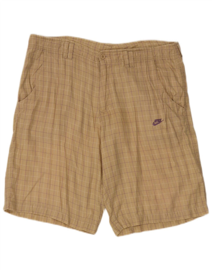 Nike Mens Casual Shorts Medium W36 Beige Check Viscose