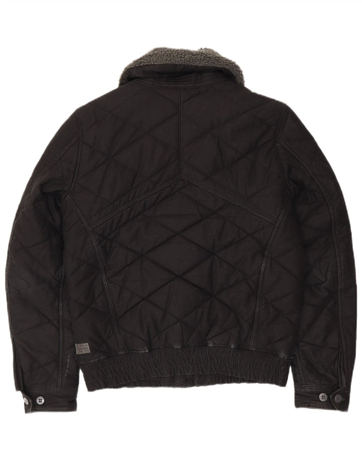 G-STAR Mens Quilted Jacket UK 38 Medium Black Cotton